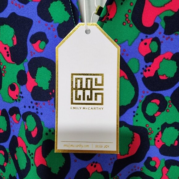 Emily Mccarthy Cheetah Print Vibrant Multicolor Top Large Coastal Preppy Golf - Picture 4 of 8